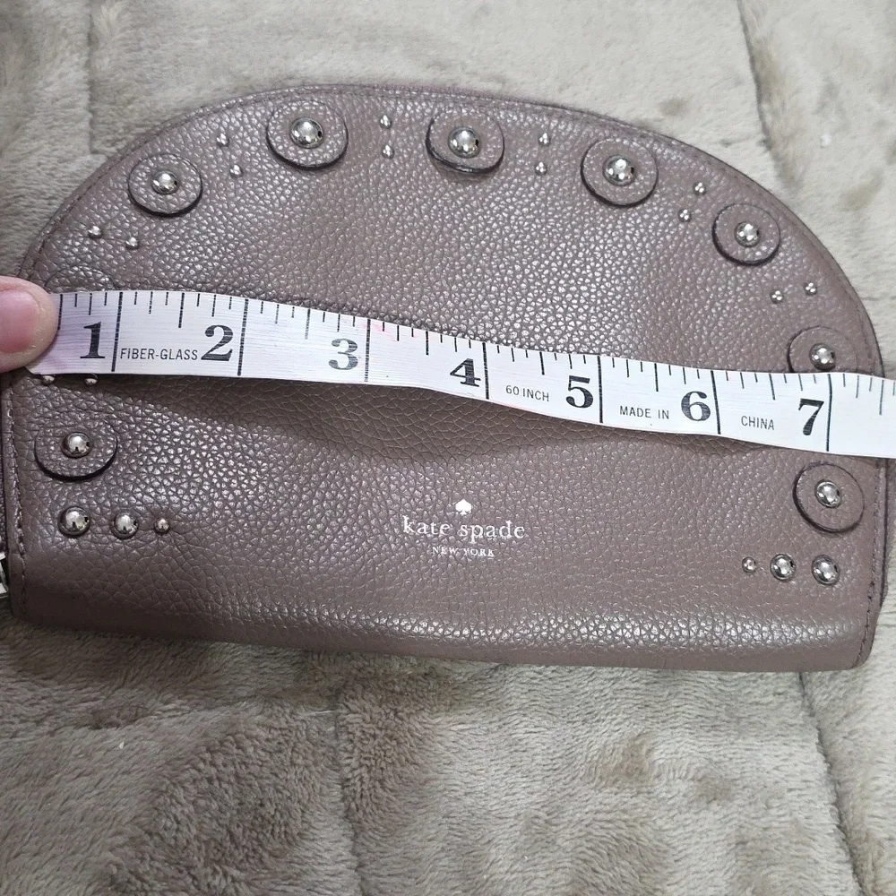 Kate Spade Shara Cosmetic Wallet Wristlet Larchment Ave.  Walnut Leather Studded